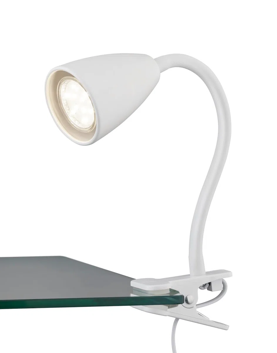 Trio Lampada a morsetto Wanda 202620131, metallo bianco opaco, escl. 1x GU10, braccio flessibile