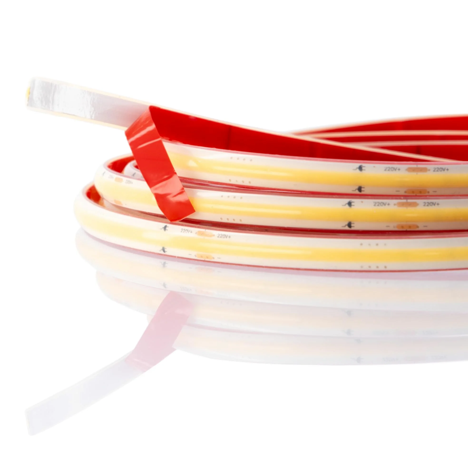 Striscia LED COB 220v ALTA LUMINOSITÀ, Adesivo e INTERRUTTORE. IMPERMEABILE Bianco Freddo/Neutro/Caldo Waterproof IP67 strip (Bianco Caldo, 2M)