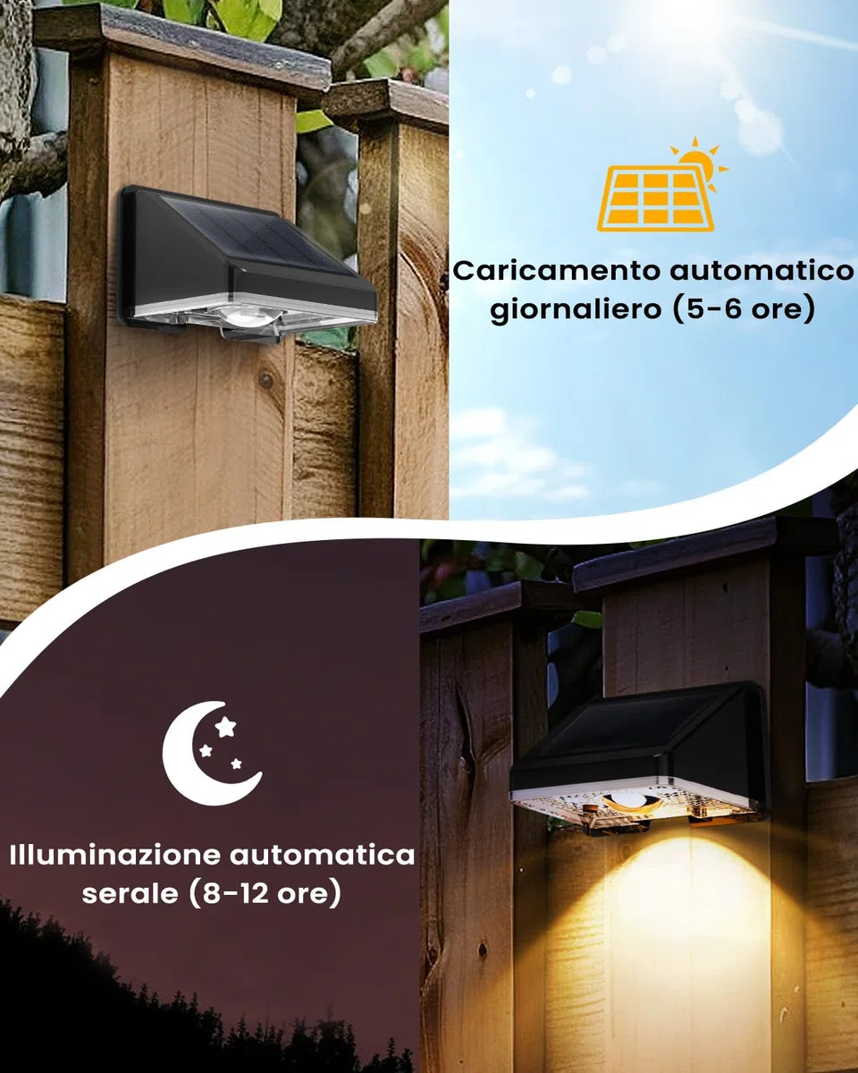 Luci da Esterno Giardino 8 Pezzi Lampade Solari da Giardino Bianco Caldo Luce Solare LED Impermeabile Creando un'atmosfera Suggestiva Per Recinzione, Muro e Giardino