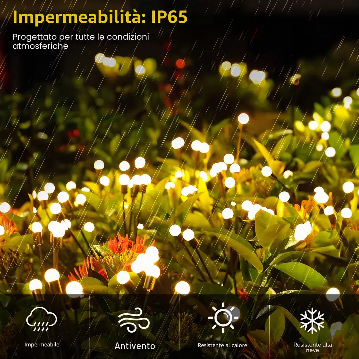 Luci solari per giardino esterno, confezione da 4 8 luci a LED a energia solare, per esterni, altezze aggiornate, modalità opzionali, luce lucciola, impermeabile IP65, luci solari per vialetto,