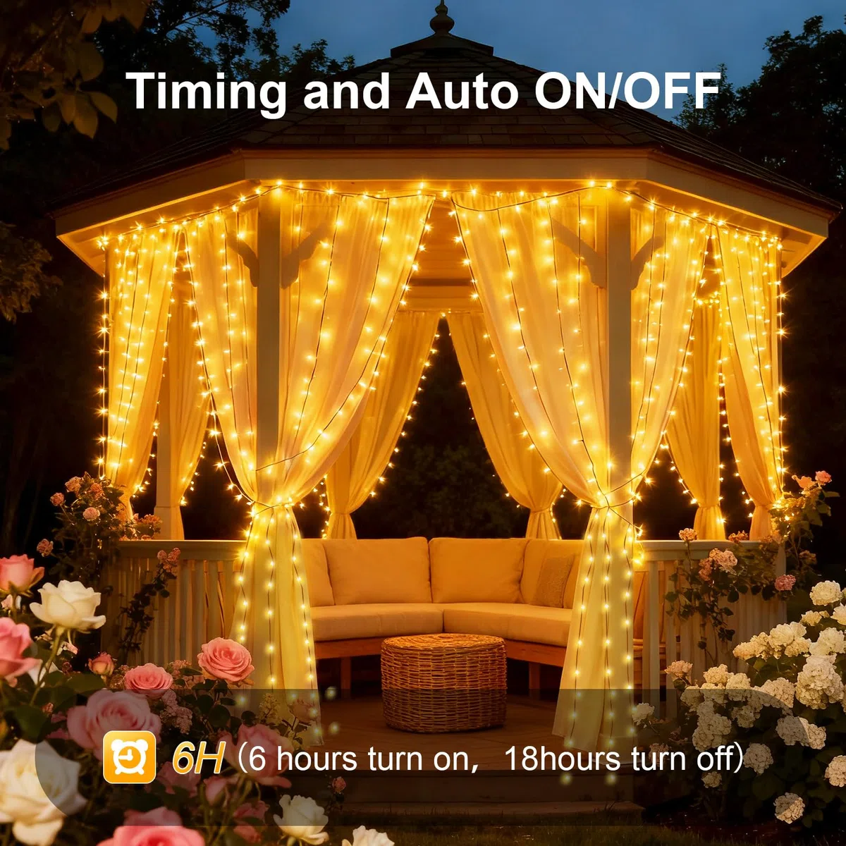 Macchiatto 600 LED 6Mx3M Tenda Luminosa Natale Esterno Interno Luci di Natale IP44 con 8 Modalità Tenda Luci Esterno, Adatto per Decorare Tende, Pareti, Giardini, Matrimoni, Feste di Compleann