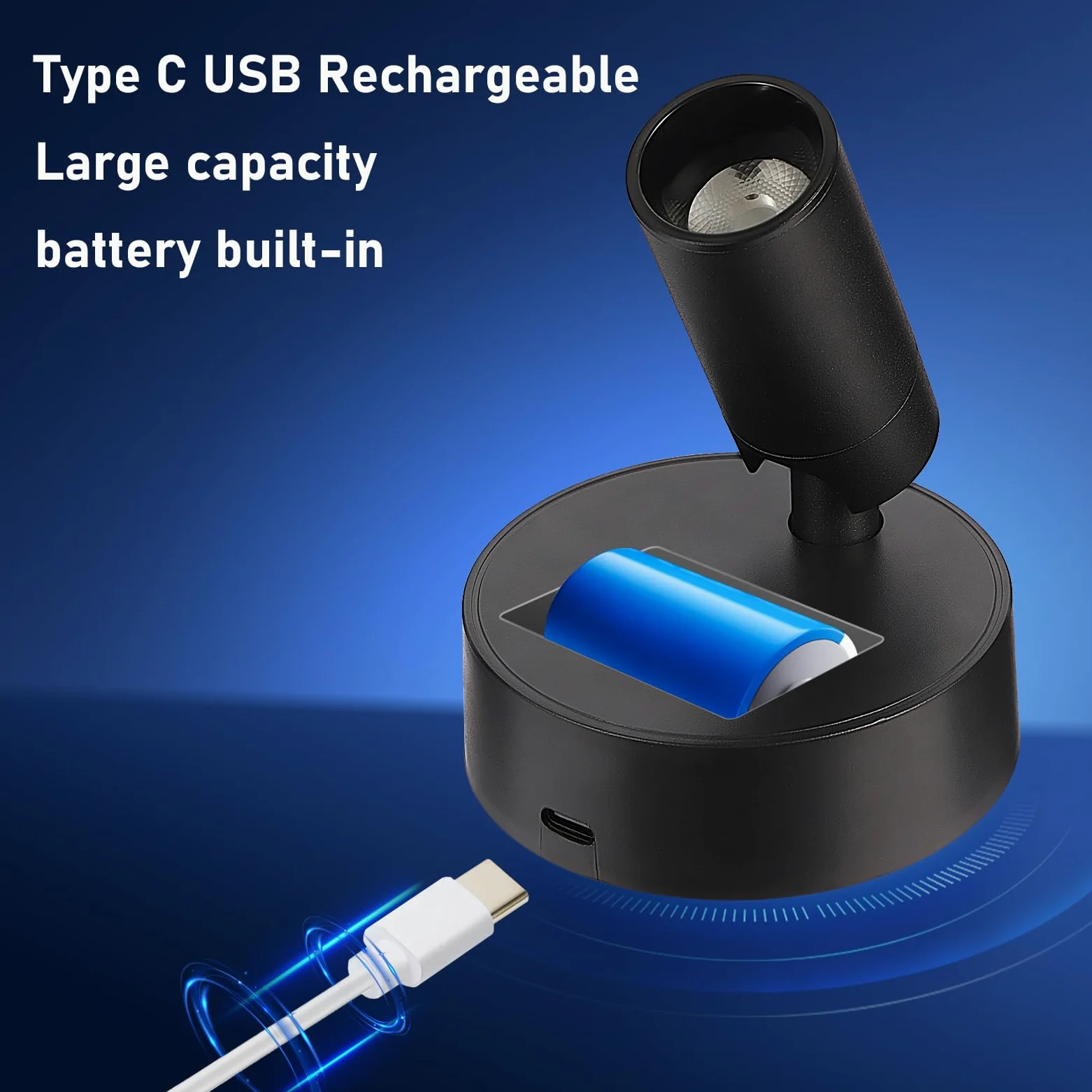 MIOBLUE Faretto LED di ricarica USB, con telecomando,3 temperature di colore, intensità variabile, wireless, con funzione timer, adatto per arte, piante, ritratti,1 pezzo