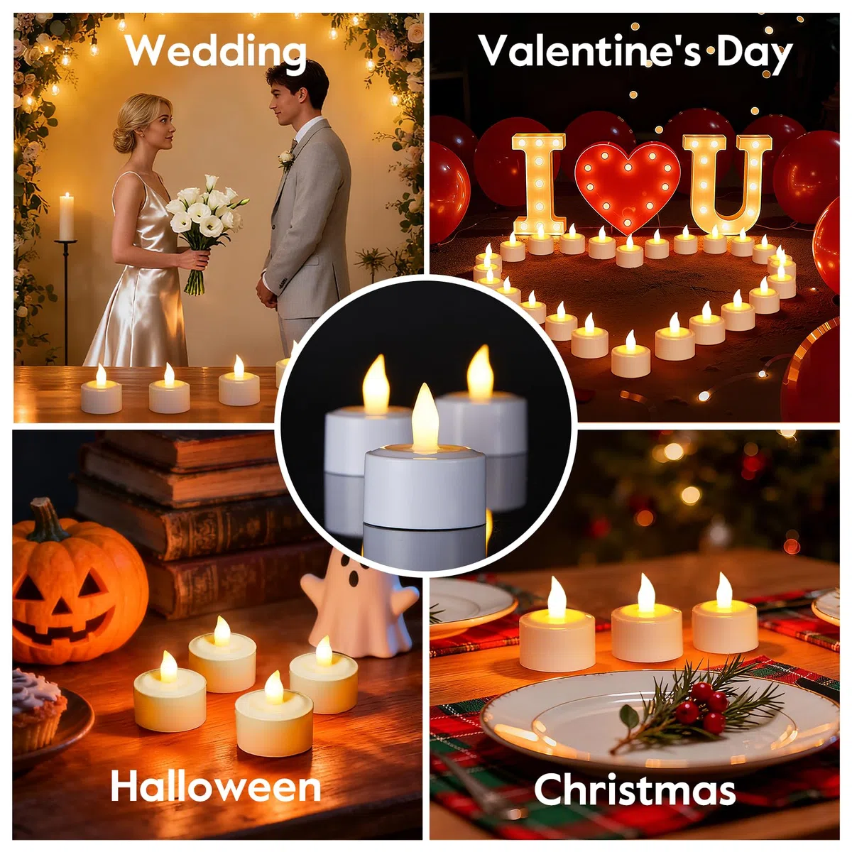 EXTSUD Candele LED ricaricabili | Confezione da 6 candele elettriche a LED con telecomando e timer, ricarica USB, senza fiamma, con 5 livelli di luminosità, per matrimoni, Halloween, Natale, festival
