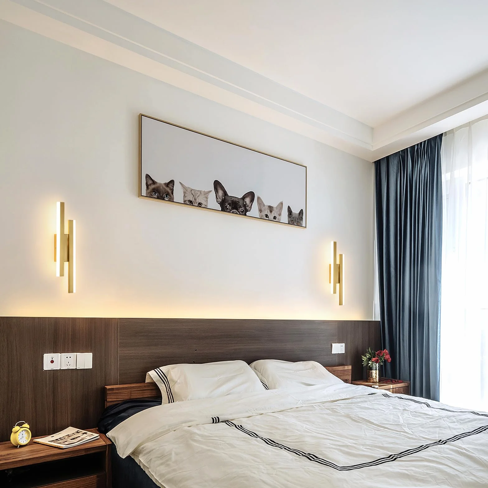 Comely Applique da Parete Interno Moderna in Alluminio, 16W Linea Lampada da Parete, Oro Lampada a Muro LED per Camera da Letto Soggiorno Corridoio Ufficio Scala, Bianco Caldo 3000K