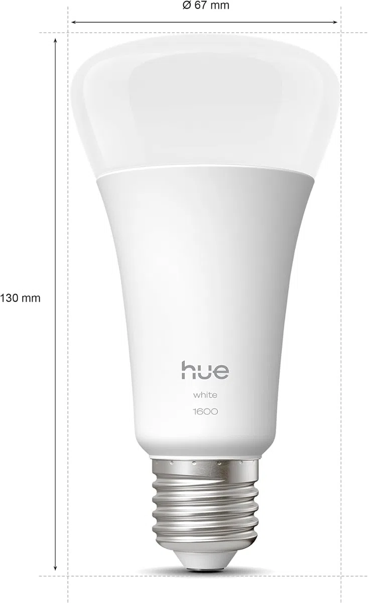 Philips Hue LED A67 (Confezione da 1), Lampadine smart con luce bianca calda E27, Luci smart da 13,5 W, 1.600 lumen, Lampadine intelligenti compatibili con Alexa, Google Assistant e Apple Home