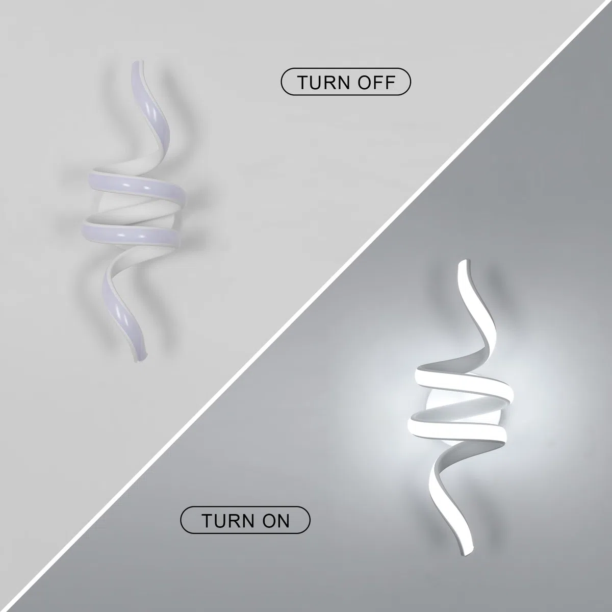 Applique da Parete Moderne, Lampada da Parete Interno Bianco in a Spirale 24W 2700LM, Lampada a Muro Design in Alluminio per Camera da Letto Soggiorno Scale Corridoio, Luce Bianca Fredda 6500K
