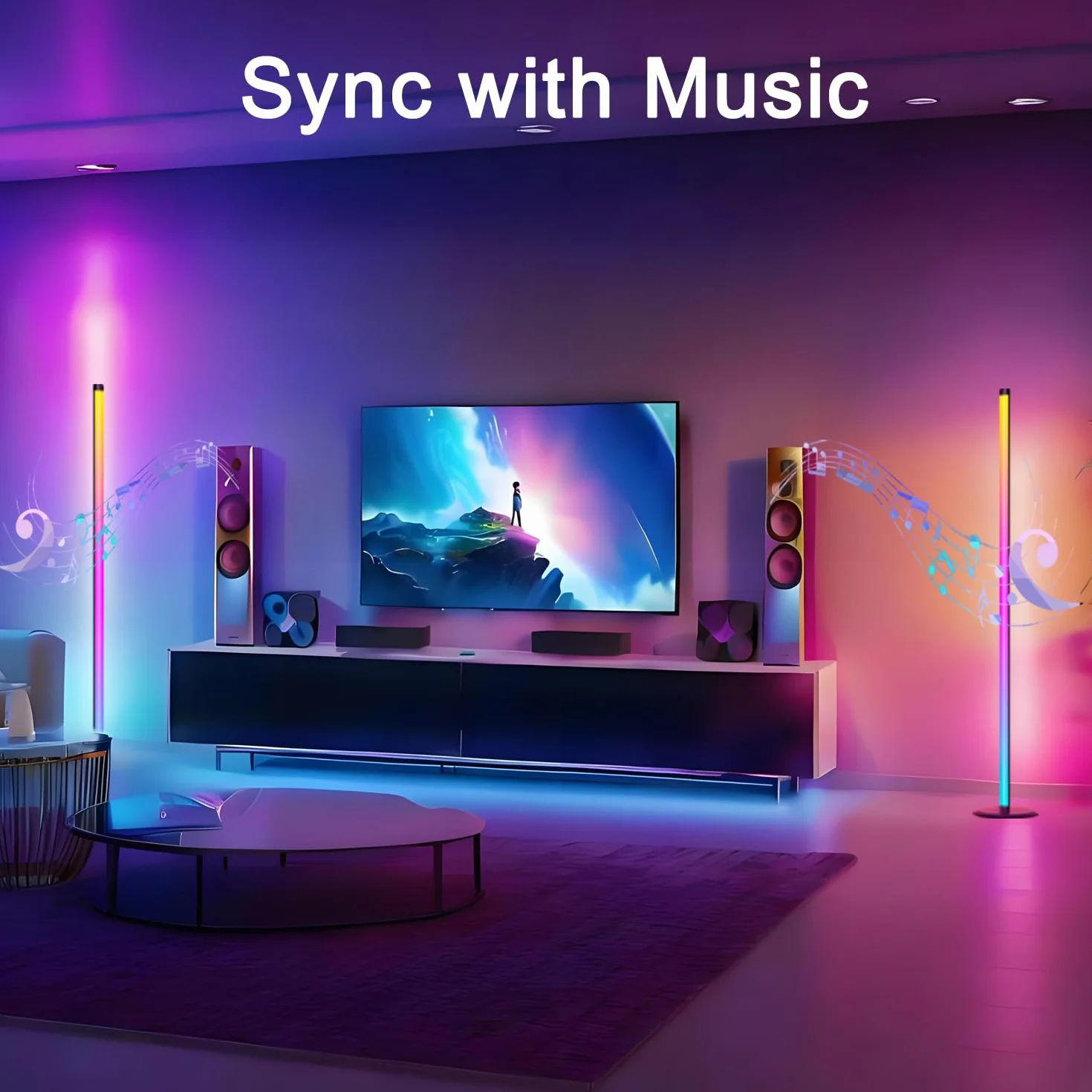 Lampade da Terra,RGB Dimmerabile Lampada da Terra LED con Telecomando e APP,16 Milioni di Colori,Sincronizzazione Musicale, 46 Modalità Scen,Lampada da Terra Angolare per Camera,Soggiorno,Nero