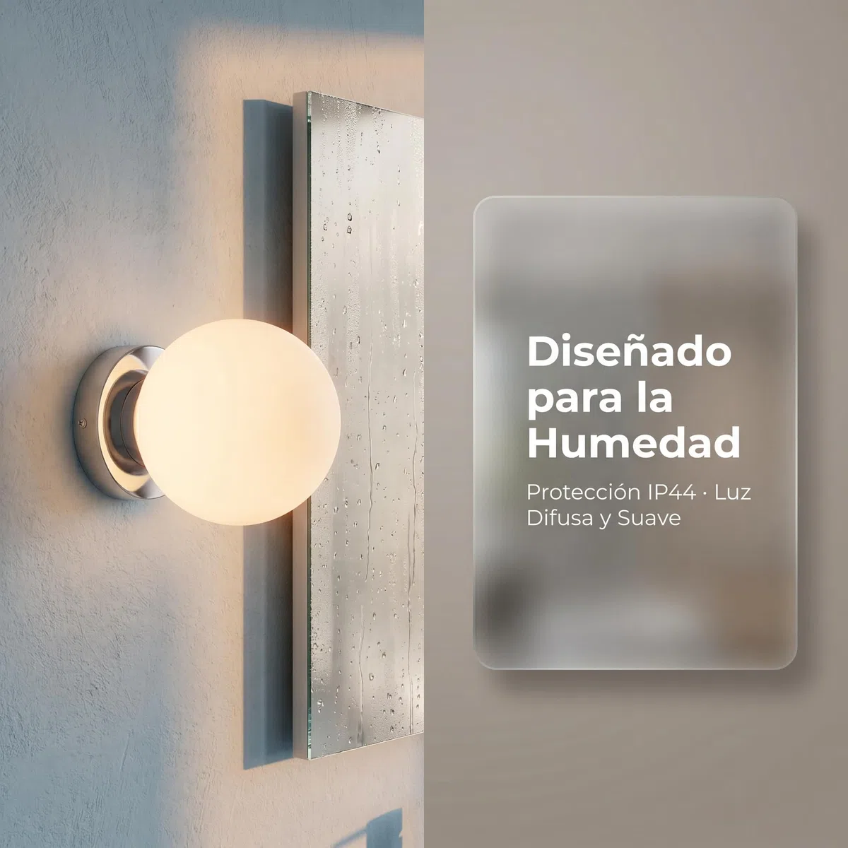 BARCELONA LED Applique da Parete Sfera Vetro AVA IP44 E27, Lampada Parete Globo in Vetro Opale, Illuminazione Bagno e Interni Design Classico Moderno Cromato Decorativo Parete Soffitto