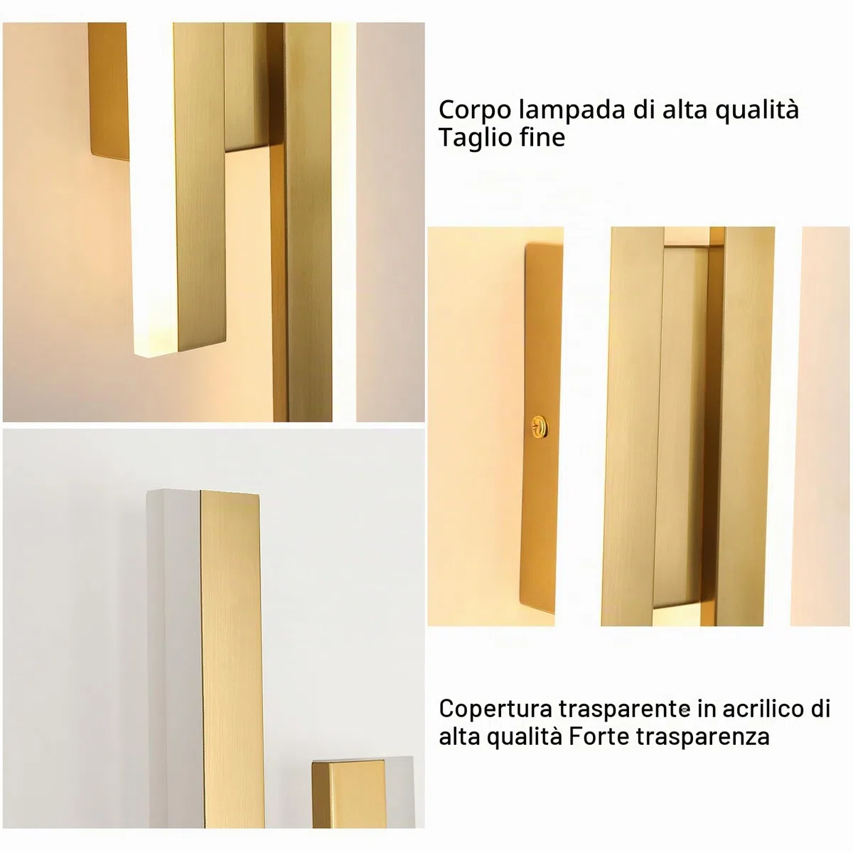 Comely Applique da Parete Interno Moderna in Alluminio, 16W Linea Lampada da Parete, Oro Lampada a Muro LED per Camera da Letto Soggiorno Corridoio Ufficio Scala, Bianco Caldo 3000K