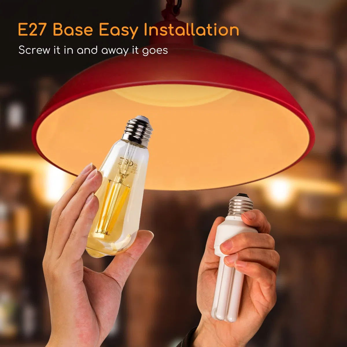 Aigostar ST64 - Lampadina Stile Vintage Edison, Led E27 Da 10W (Equivalente A 77W)，Filamento Led Bianco Caldo (2200K)， 1100 Lumens，Non Dimmerabile， Confezione Da 6 Unità
