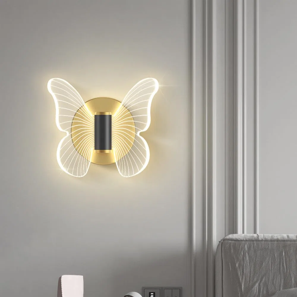 Lampada Da Parete a LED a Farfalla, Applique Da Parete Moderne a Farfalla, Apparecchio di Illuminazione a Parete a LED Luce Lampada Muro animale Creativo Bambini Vivaio Stanza, Bianco caldo (singolo)