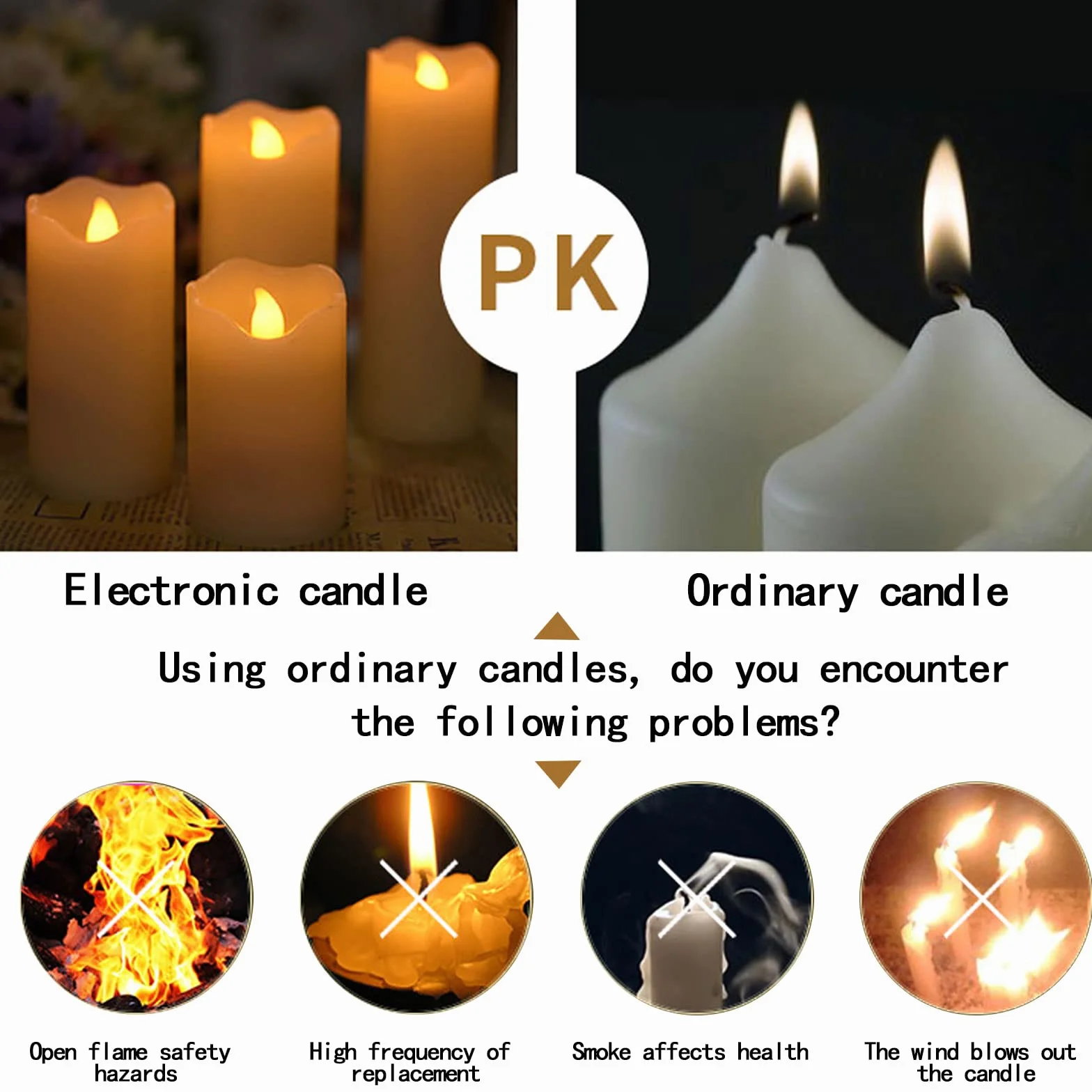 Candele LED Senza Fiamma Set 5 (13/14/16/18/20cm) Vera Cera Flickering con Telecomando Timer