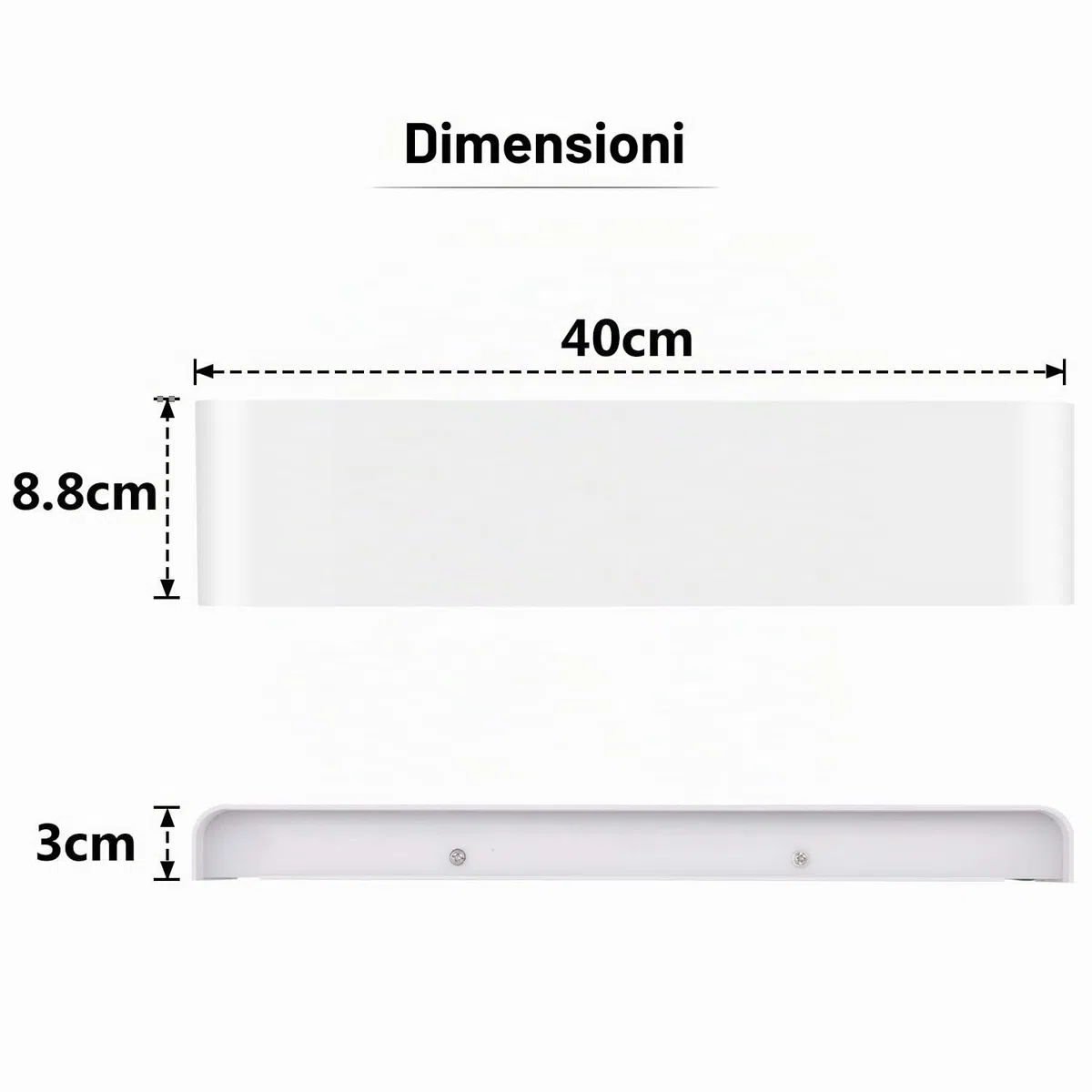 Lightess 18W Applique da Parete Interno, 40 CM Lampada da Parete Interno Illuminazione, Applique Camera da Letto Moderna Luce Bianco Caldo 3000K, per Soggiorno, Scale, Corridoio, Portico