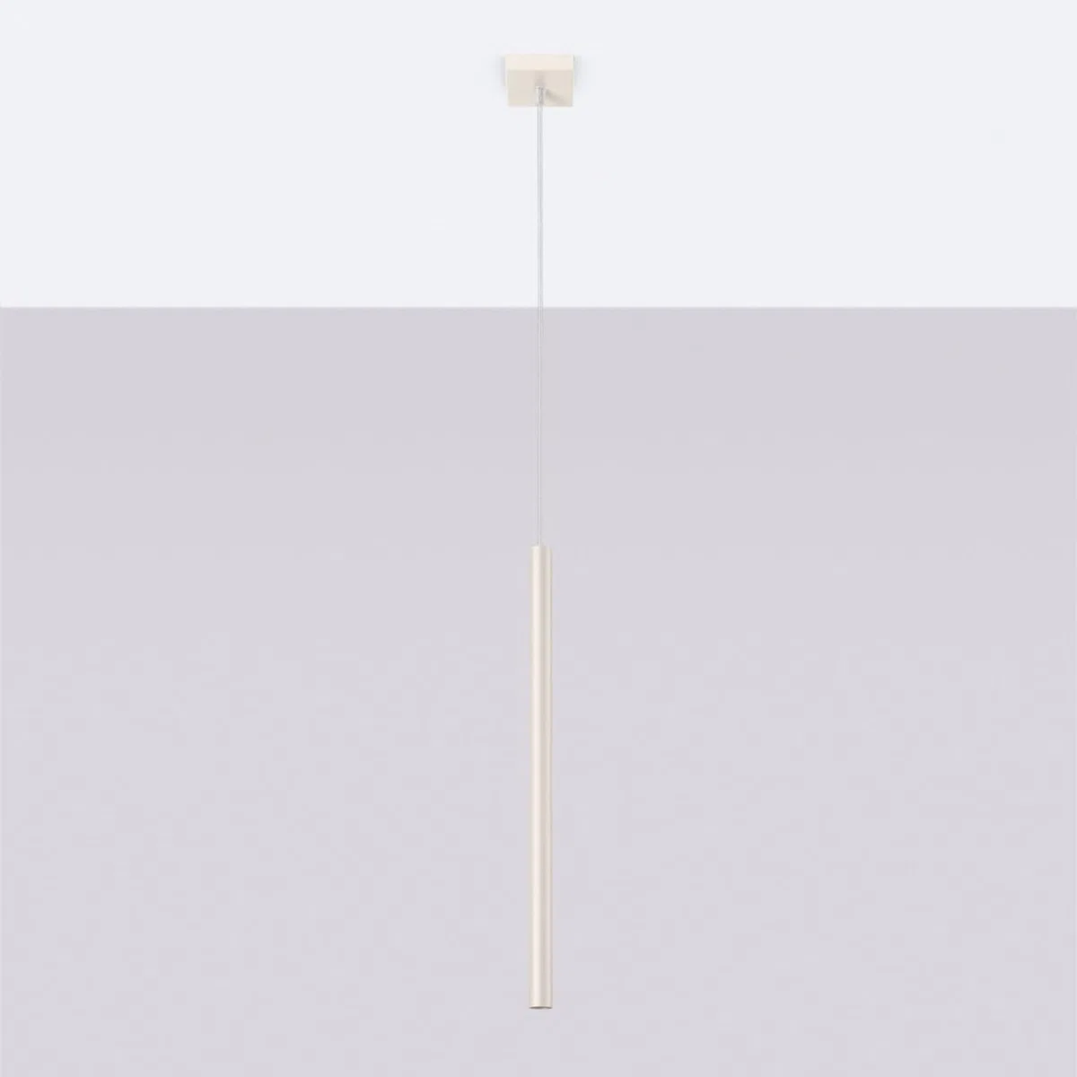 SOLLUX lighting Lampada Da Soffitto Lampada Da Sospensione Di Acciaio 1 Paralume 8 x 8 x 114 cm Beige Pastelo