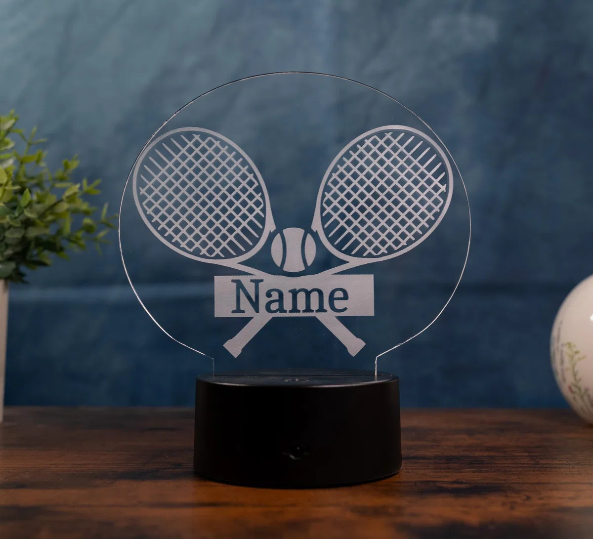 Lampada da tennis personalizzata, luce notturna a LED con nome, regalo per giocatori di tennis e appassionati, luce decorativa da tennis per cameretta dei bambini, camera da letto e club