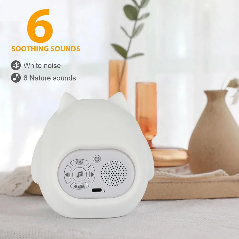 HOTUT Sveglia Digitale Luminosa per Bambini, Lampada Notturna Ricaricabile USB con 8 Colori Dimmerabile, 6 Suonerie e Musica