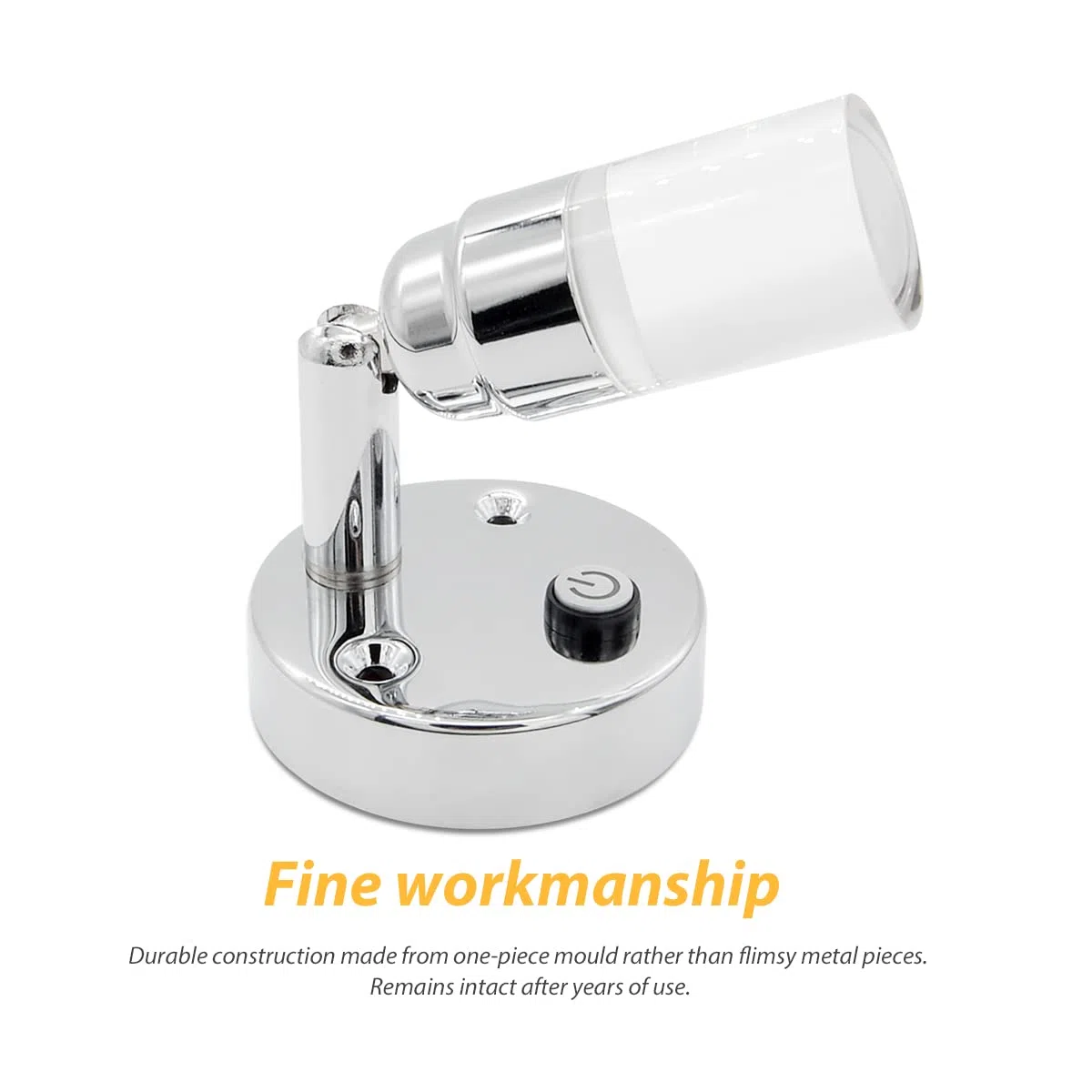 Dream Lighting Faretti LED 12v Camper Interni Luce da Lecture Moderna Acrilico Trasparente e Lega Lucidata Bicolore blu e Bianco Freddo