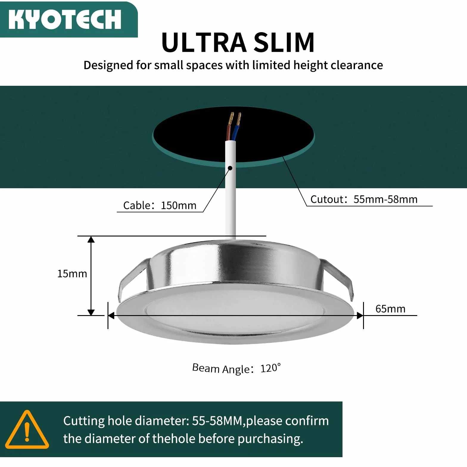 KYOTECH Faretti LED da incasso per mobili 230V 3.5W G4 300LM, 3000K Caldo 4000K Neutro 6000K Freddo faretto da incasso, in acciaio inox spazzolato, al posto delle lampade ad alogene Set di 3