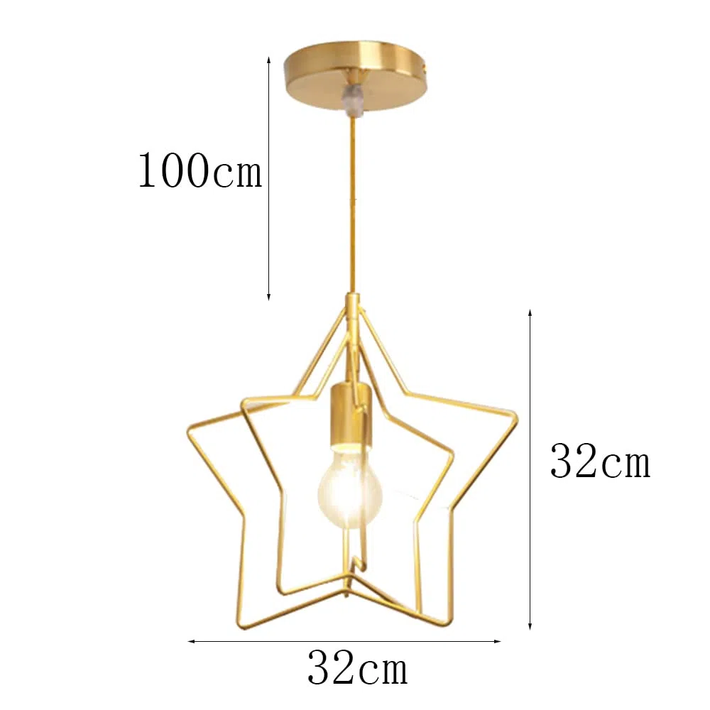 Lampadario moderno a sospensione a stella Lampada a sospensione con paralume in Ferro Lanterna a sospensione plafoniera da Soffitto per soggiorno ristorante E27 Sala da Pranzo Cucina Bar Cafe (Dorato)