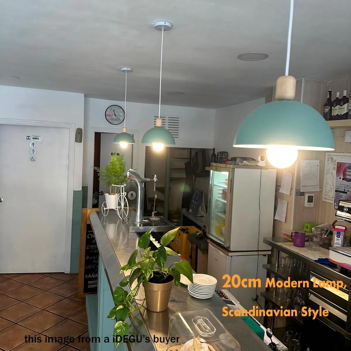 iDEGU Lampada a Sospensione Retrò 20CM LED Lampada a Soffitto in Legna Metallo Moderna Lampadario Stile Scandinavo a Semicerchio Plafoniera per Soggiorno Sala da Pranzo Camera da Letto (Verde)
