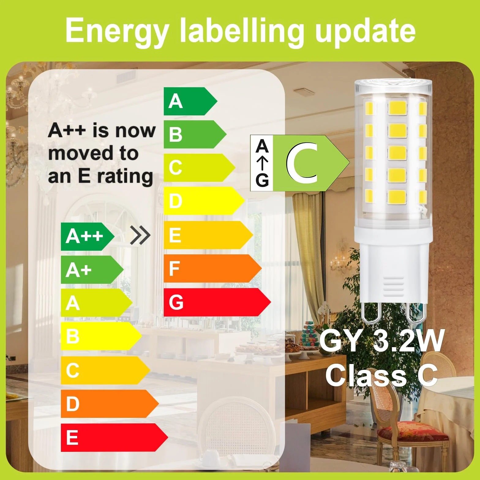 GY Lampadine LED G9, 3.2W Equivalente 40W, 520 Lumen, 4000K Luce Naturale, Attacco G9, Risparmio Energetico, Senza Sfarfallio, Non Dimmerabile, 10 Pezzi