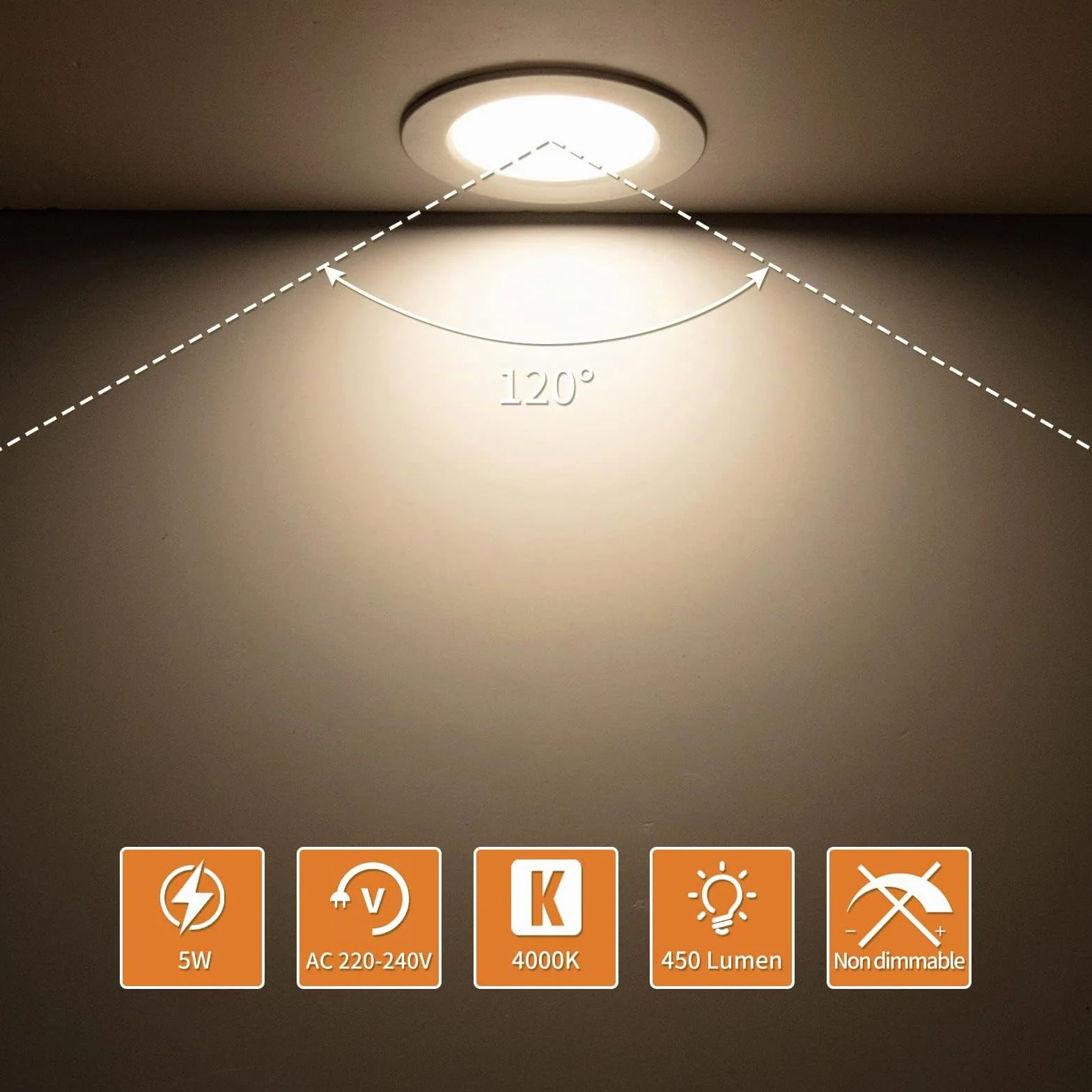 Tomosu Faretti LED da Incasso per Cartongesso, 5W 450LM Luci da Soffitto Interno, Luce Naturale 4000K, Faretto led incasso IP44, Diametro Foro Ø75-90mm, AC 220-240V, Set di 10