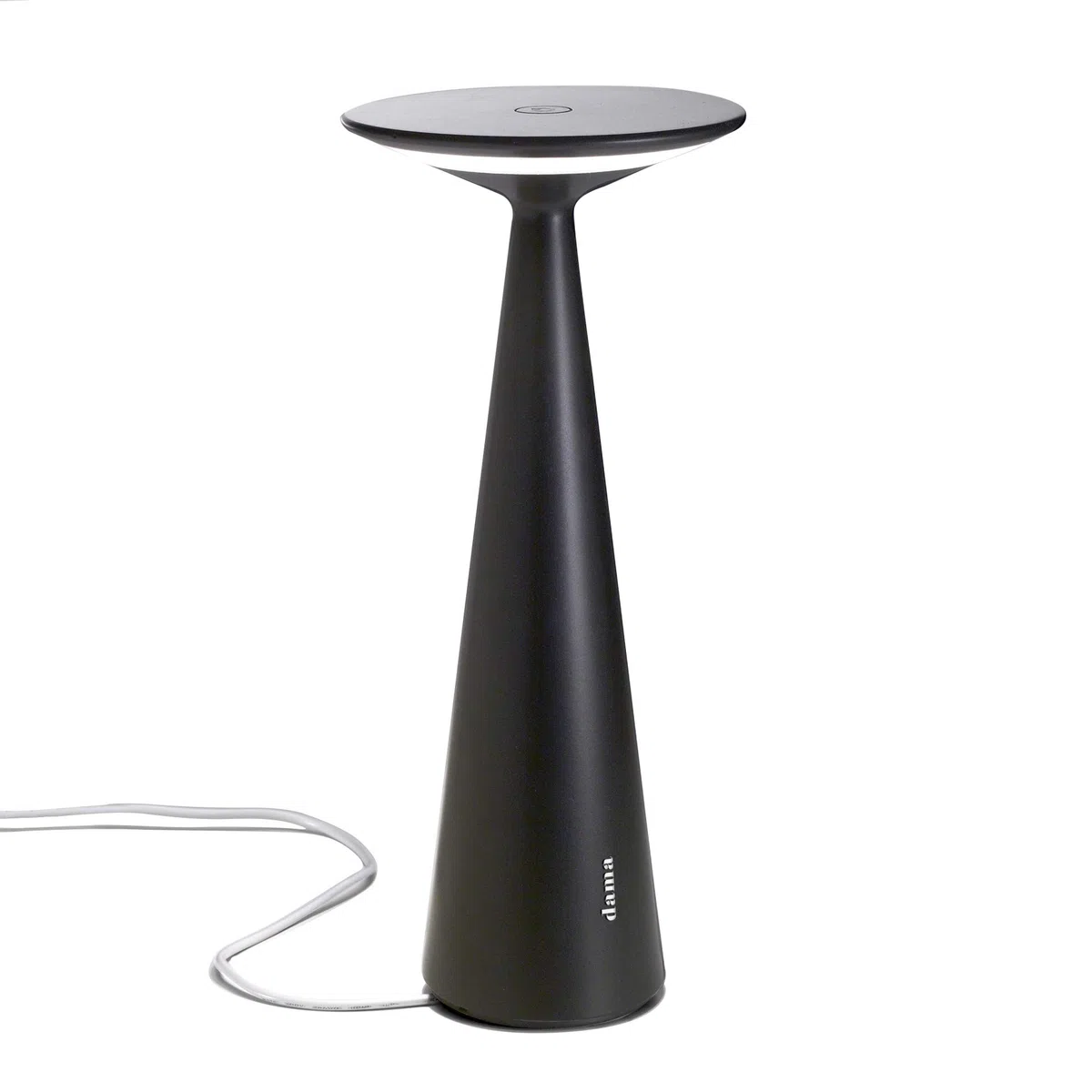 Zafferano - Dama Lampada LED Dimmerabile da tavolo in alluminio, Protezione IP54, Uso Interno/Esterno, H29cm, Plug EU - Nero