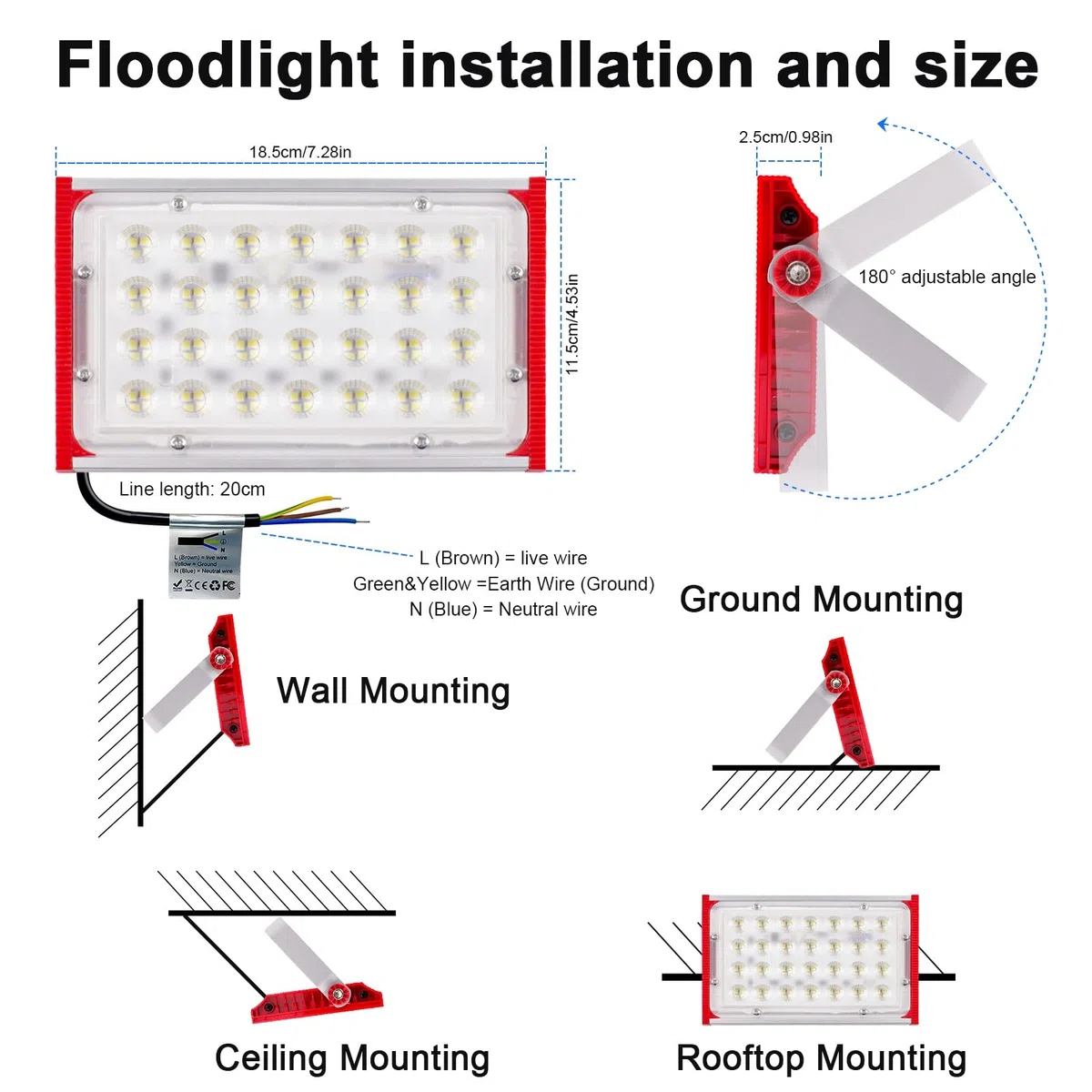 CREATESTAR Faretto Led da Esterno 10000LM 100W, Faretti Led Esterni 6500K luce bianca fredda, 1 Pezzi IP66 Impermeabile Faro Esterno per magazzino giardino garage campo sportivo cortile