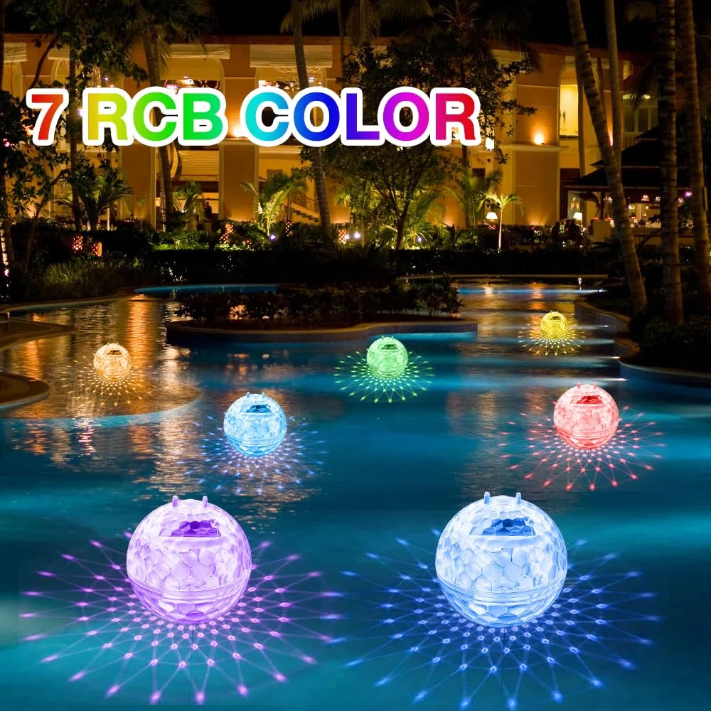 2 pezzi Luci Solari per Piscina, Galleggiante Piscina Luci Solari, Luci LED per Piscina, Luci Piscina Solari per Piscina, Laghetto, Fiori da Giardino All'aperto