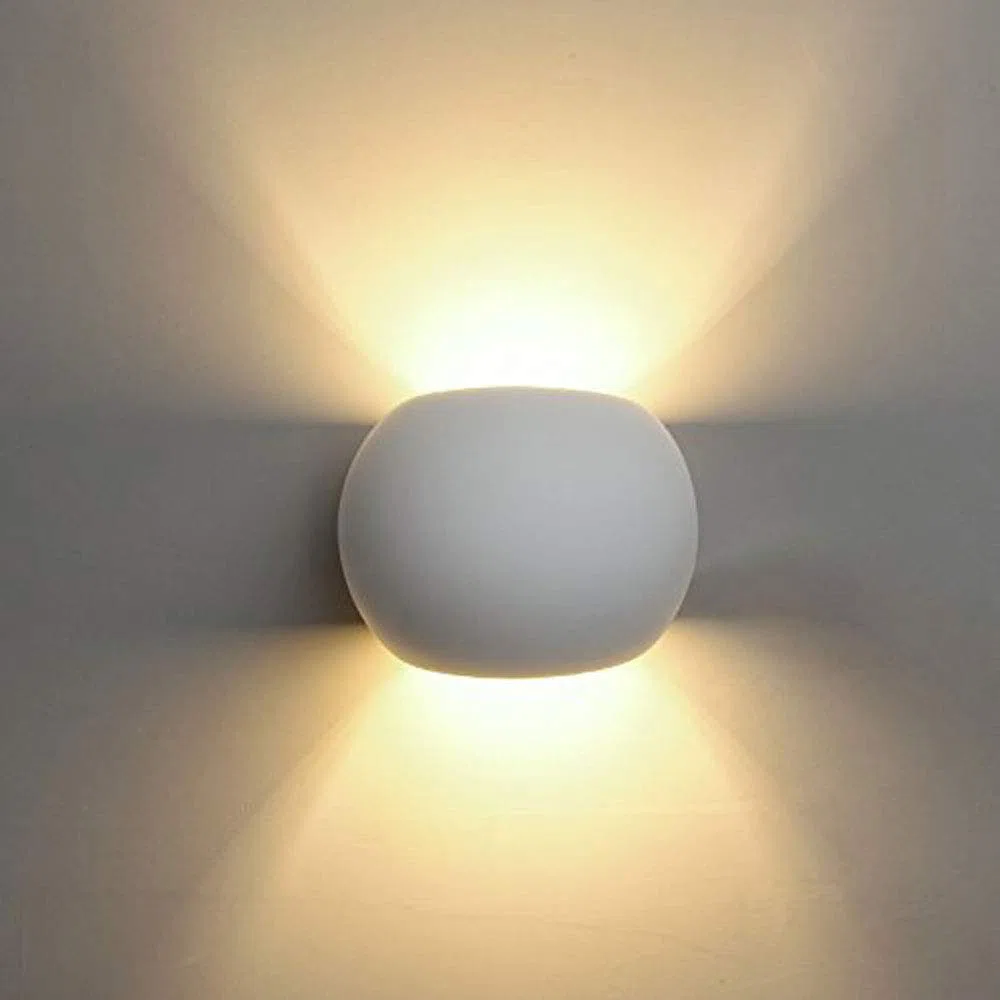 Eurekaled - Applique in Gesso Ceramico Sfera - Attacco G9 - Lampada da muro per spazi interni, camera, corridoio, soggiorno - Lampadina intercambiabile - Verniciabile - Design Moderno cod. D0701