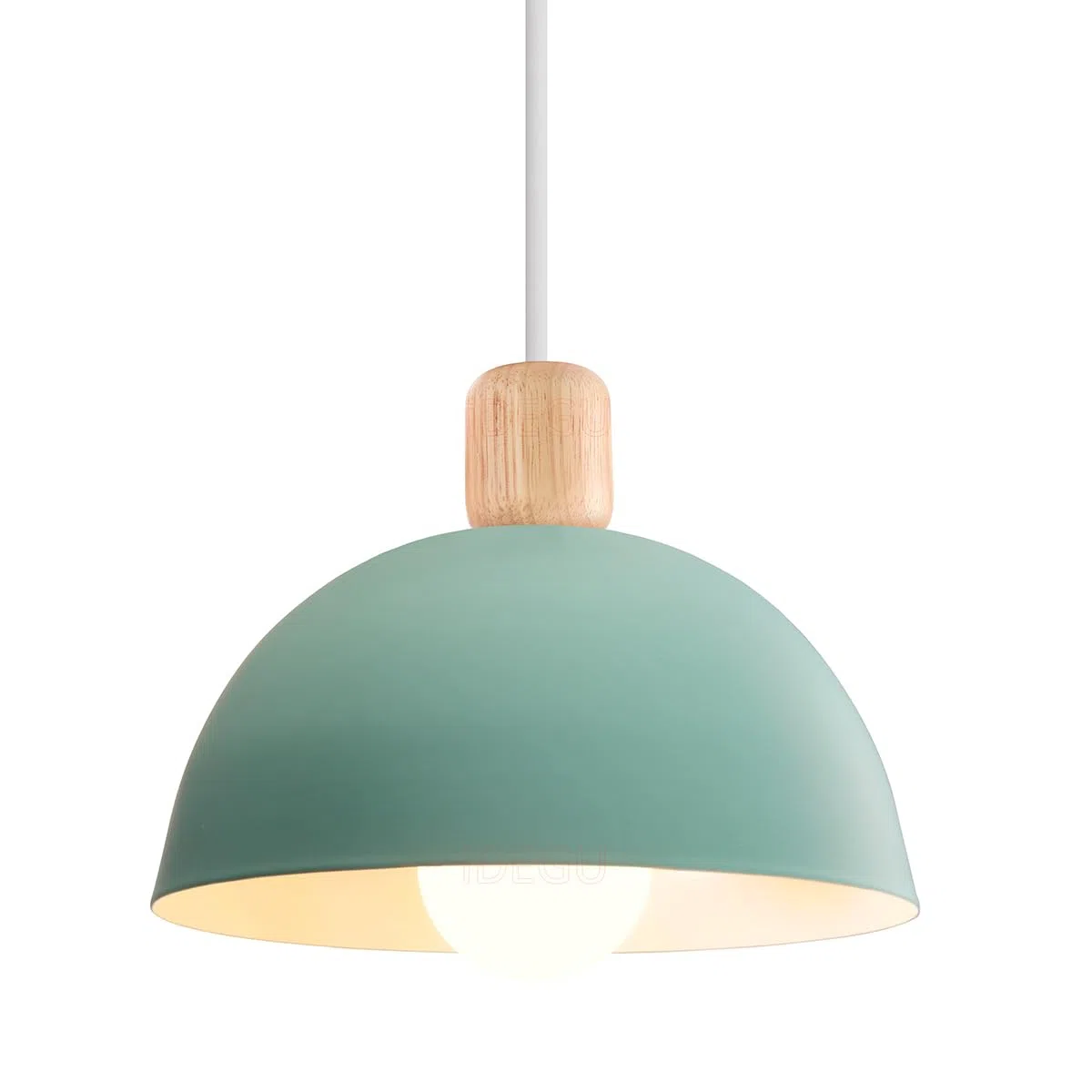 iDEGU Lampada a Sospensione Retrò 20CM LED Lampada a Soffitto in Legna Metallo Moderna Lampadario Stile Scandinavo a Semicerchio Plafoniera per Soggiorno Sala da Pranzo Camera da Letto (Verde)