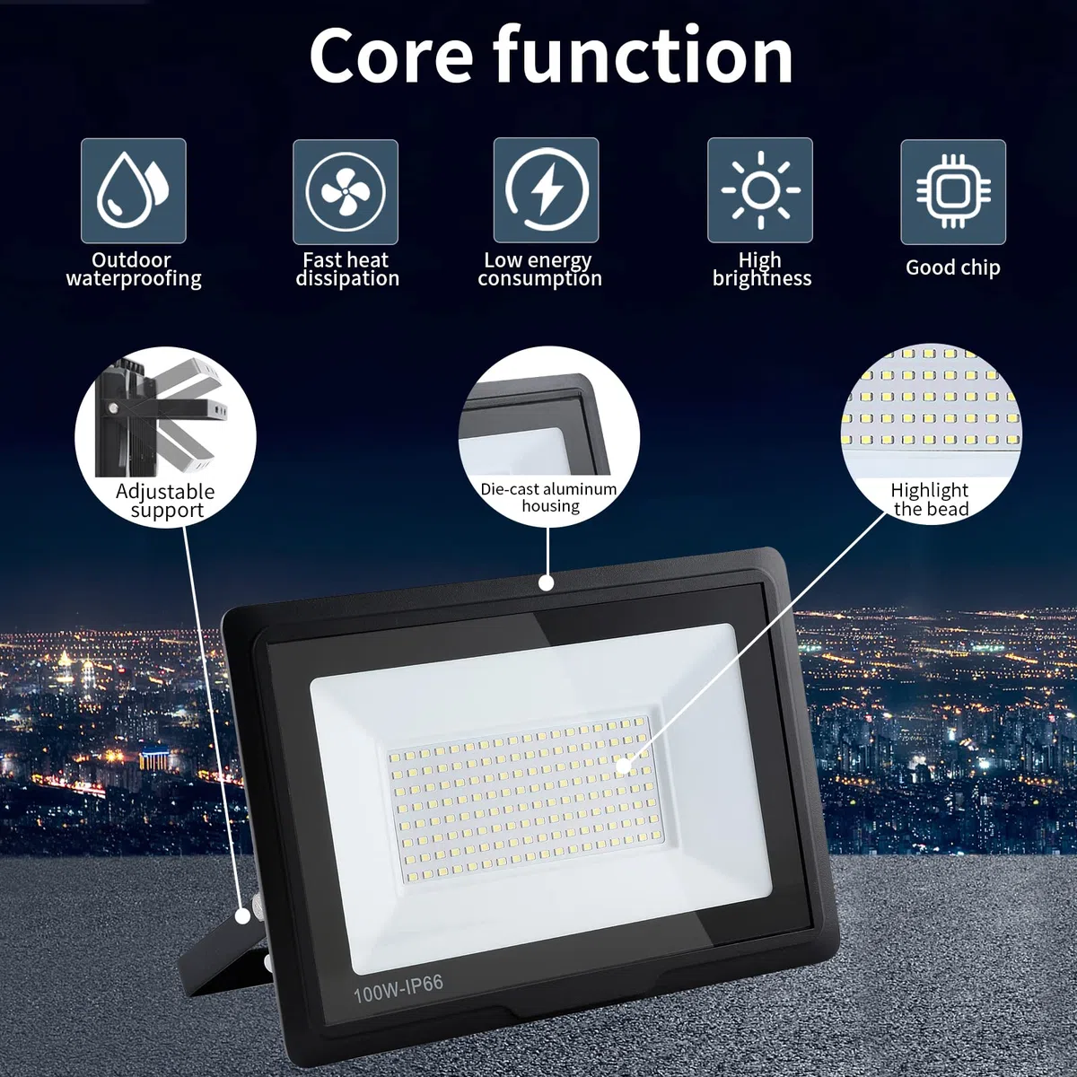 Faretto LED da Esterno 100W, 10000LM Superright Faro Led Esterno, IP66 Impermeabile 3000K Bianco Caldo Faretti Led Esterno per Giardino, Garage, Cortile, Terrazza