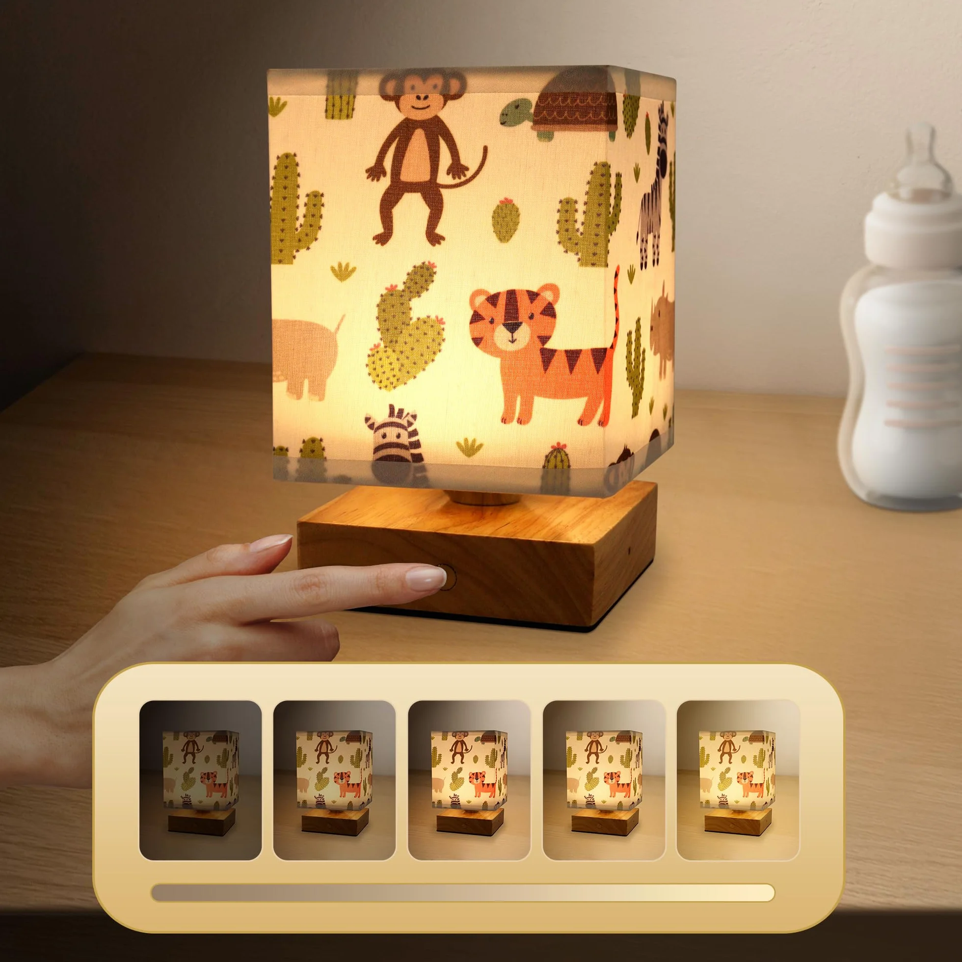 Wetry Lampada da Comodino Bambini con Paralume Luce Notturna Neonati Regolabile Intensità Lucina Notte Ragazzi Ricaricabile Regalo Compleanno Ragazze