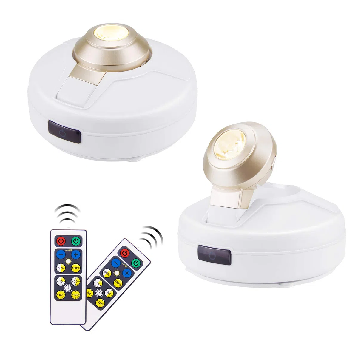 HONWELL Lampada da parete a LED con interruttore, dimmerabile, funzionamento a batteria con telecomando, timer, illuminazione per bersaglio, immagini, soffitto, cucina, armadio, corridoio, 2 pezzi