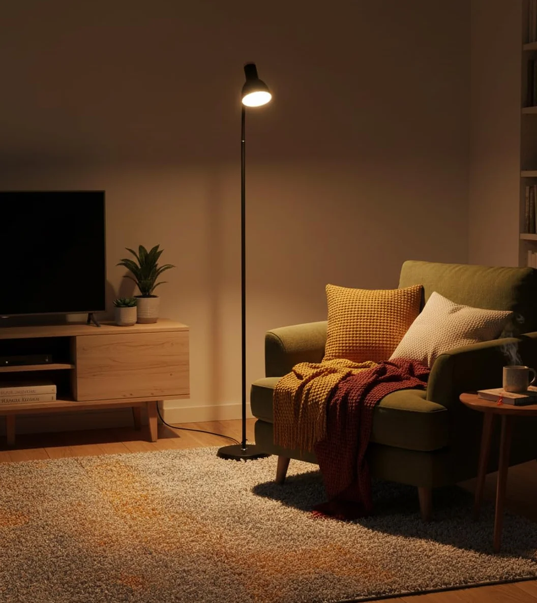BEL AIR HOME - Lampada da Terra Argos | Piantana Industriale per Soggiorno e Stanza | Design Elegante | 155x22cm, Attacco E-27 (LAMPADINA NON INCLUSA) (NERO)