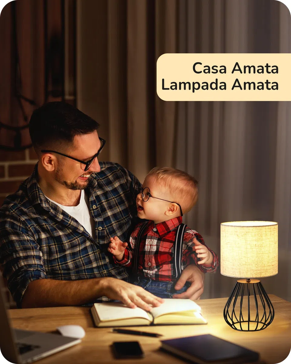 EDISHINE Lampada da Comodino in Lino Beige, Lampadina LED E14 Bianco Caldo 2700K Inclusa, Lampada da Tavolo Moderna per Camera, Ufficio, Soggiorno