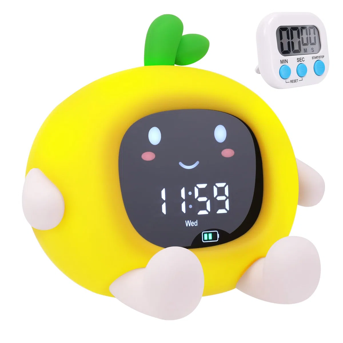 Sveglia Bambini Bambina Bambino Sveglie da Comodino Digitale LED Toddler Sleep Training Clock + Timer Trainer con Luce Notturna Ricaricabile Silicone Alarm Night Light Funzione Snooze Controllo Touch