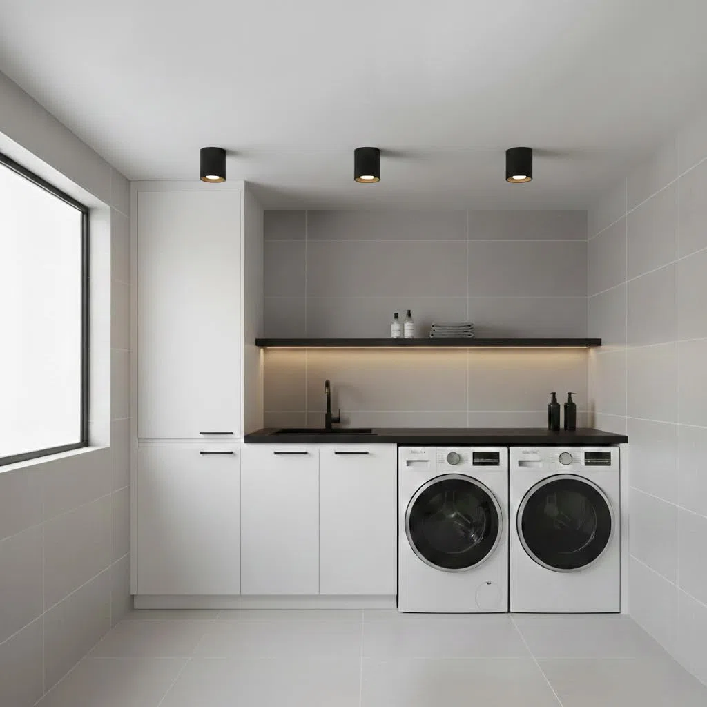 EDO Faretto da Soffitto Nero GU10 Ø80x84 mm Rotonda KLARS - Plafoniera da Superficie Moderna Tondo Allumionio - Impermeabile IP44 230V - Lampada da Soffitto - Illuminazione per Bagno