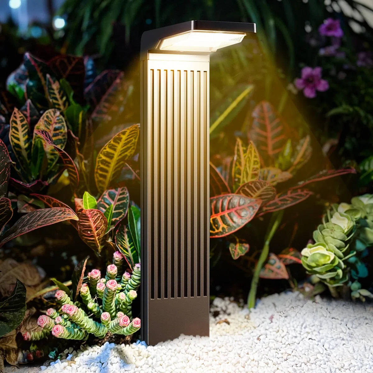 COXSENI Luci solari per vialetti, per esterni, caldo/freddo, confezione da 6 | 60 LED, a forma di L, impermeabile IP65, luci paesaggistiche ad energia solare, per vialetto, prato, patio, giardino