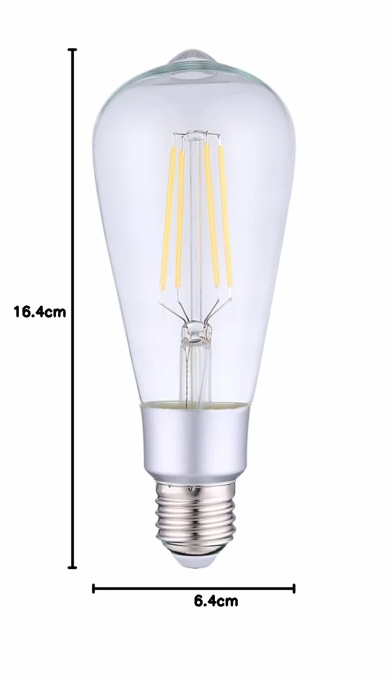 Shelly Vintage ST64 Lampadina LED Smart Wi-fi a Controllo Vocale, Compatibile con Alexa e Google Home, Dimmerabile, 750lmn di intensità Luminosa, Attacco E27