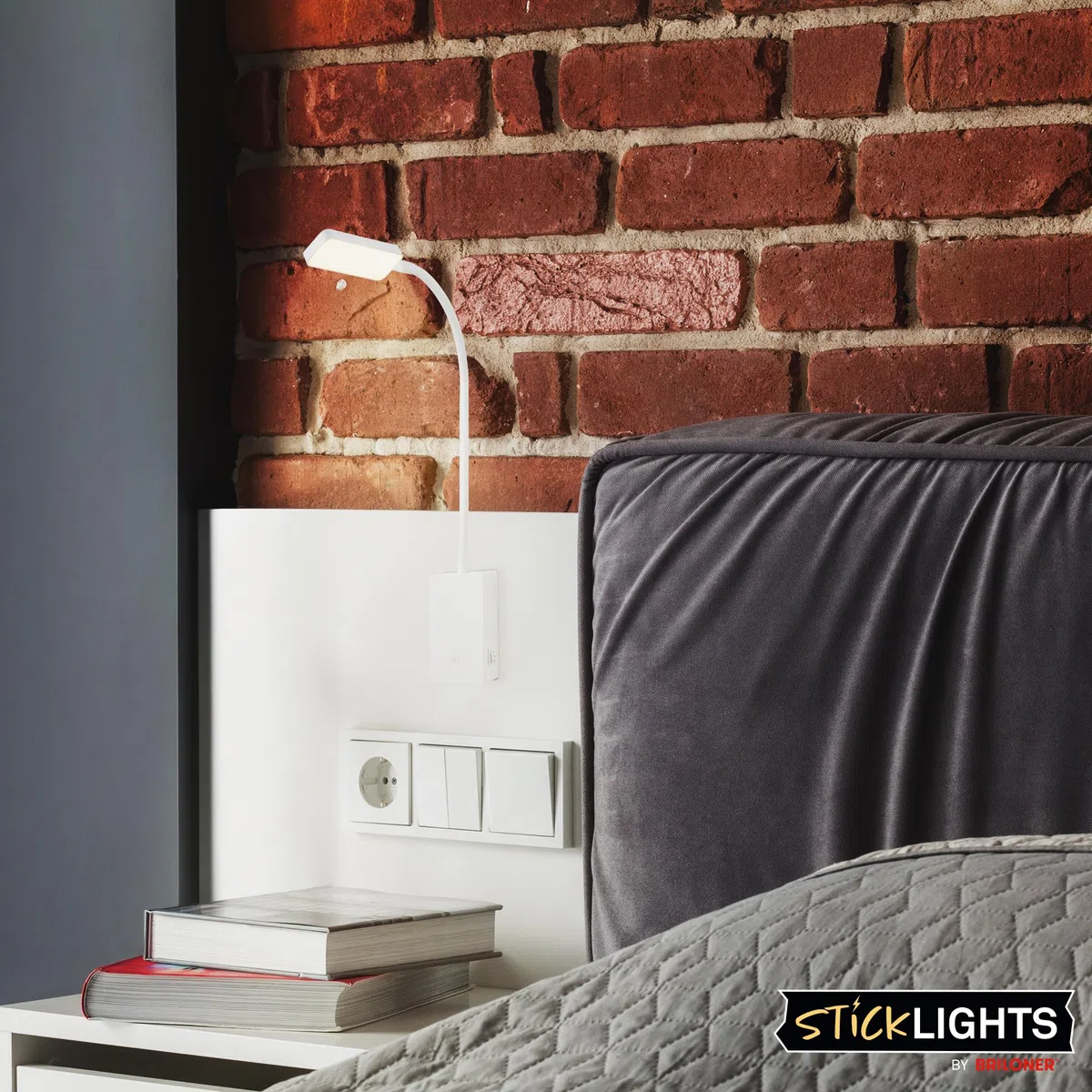 BRILONER Sticklights - Lampada da parete senza elettricità o foratura, con batteria, touch dimmerabile, luce bianca calda, senza fili, 6 x 3 x 50 cm, colore: bianco