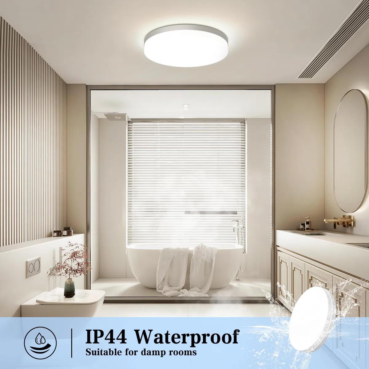 EASY EAGLE Plafoniera LED Soffitto 48W, Lampada da Soffitto LED 4000K 4800LM Plafoniera Bagno Rotonda Ø30CM Plafoniere da Ufficio Luce Soffitto per Camera da Letto, Cucina, Soggiorno, Balcone
