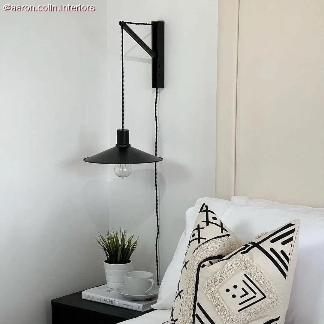 Paralume Swing in metallo smaltato per portalampada E27 - Bianco - Nero