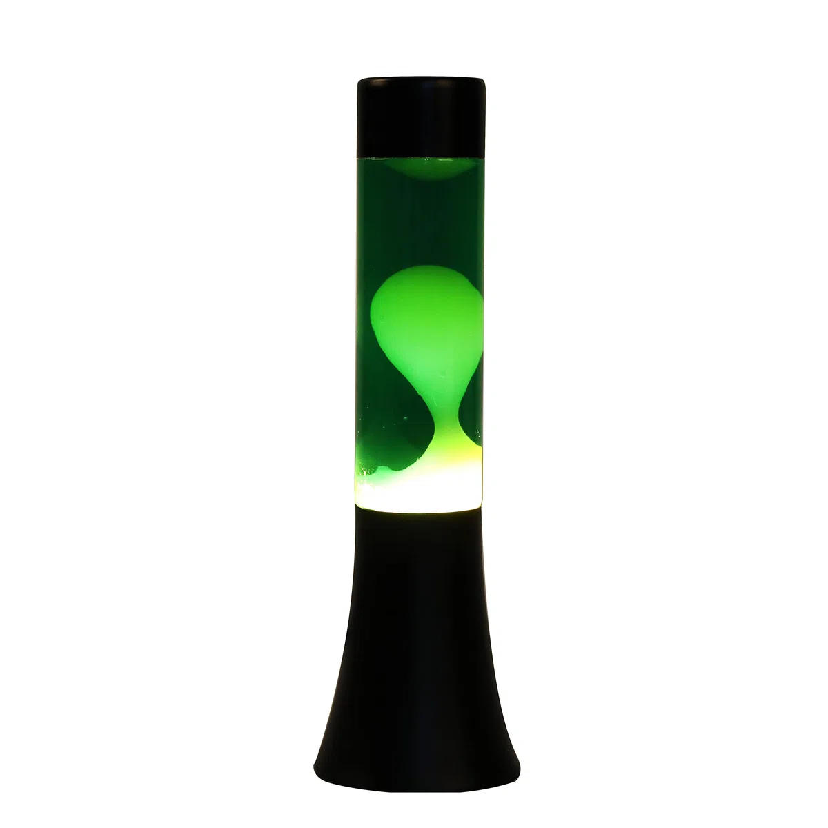 I-TOTAL® Lampada Lava Flared Colorata – Effetto Bolle Ipnotico, Design Retrò, Cera Fluida, Luce Rilassante, Lampada Decorativa per Casa e Ufficio (Base Nera Liquido Verde Cera Gialla)