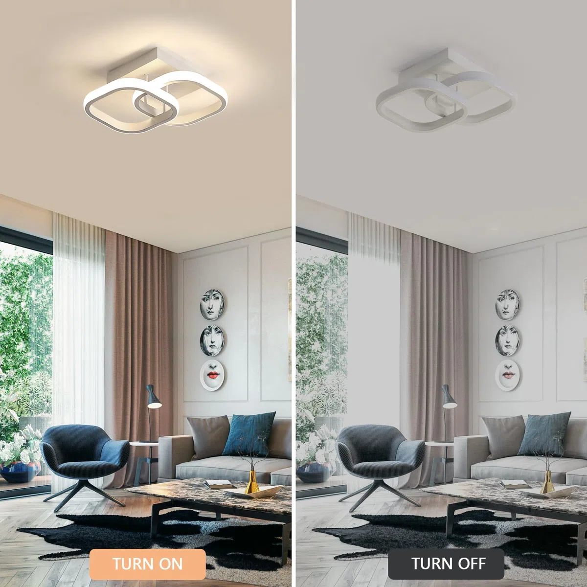 Osairous Plafoniera LED Soffitto Moderna, Lampadario LED Soffitto Bianco 2137LM, Lampada da Soffitto Quadrata per Camera da Letto Soggiorno Cucina Studio, Luce Neutra 4500K, 29CM