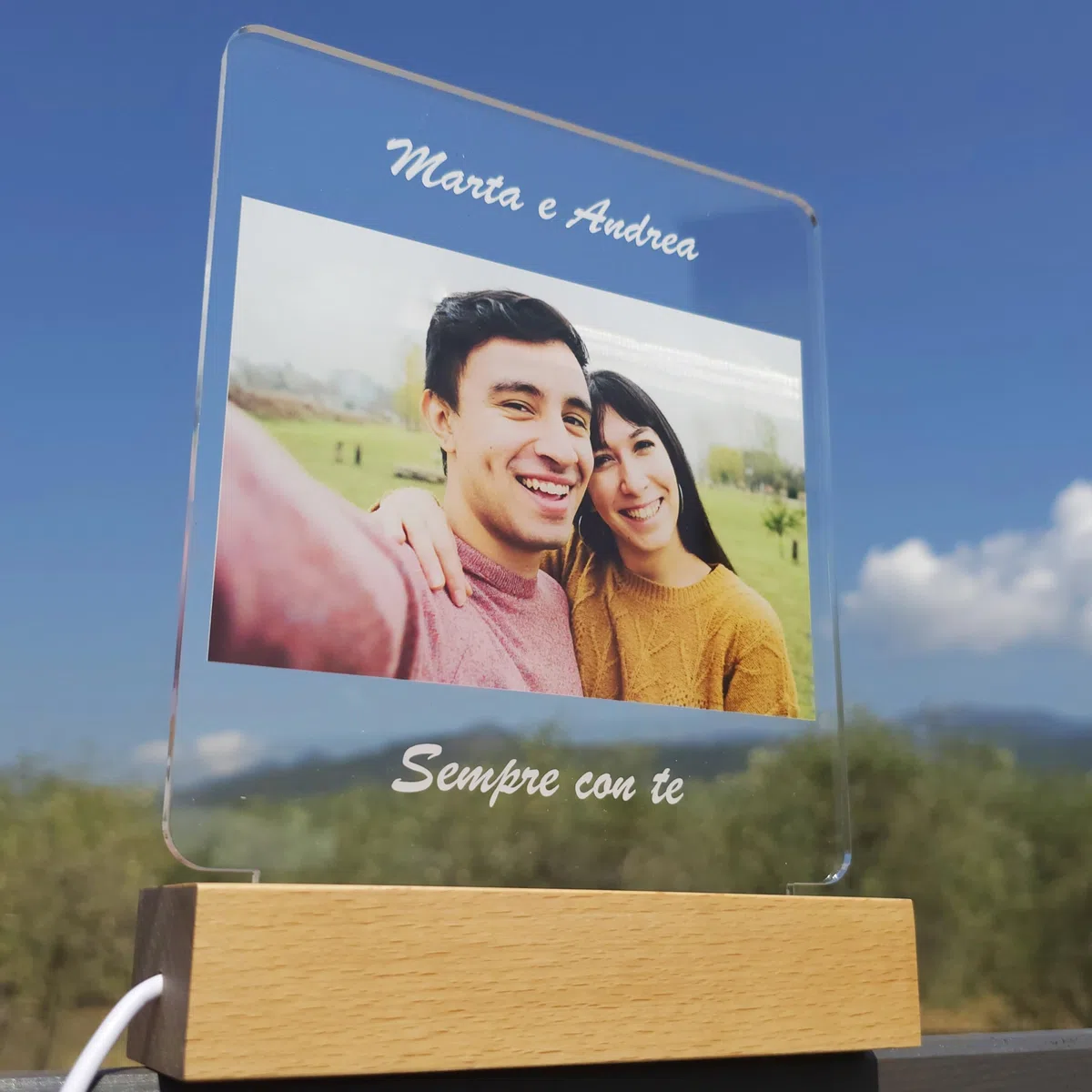 Stileitaliano lampada con foto personalizzata idea regalo anniversario compleanno per lui lei led multicolore regali fidanzati uomo donna (Foto singola)