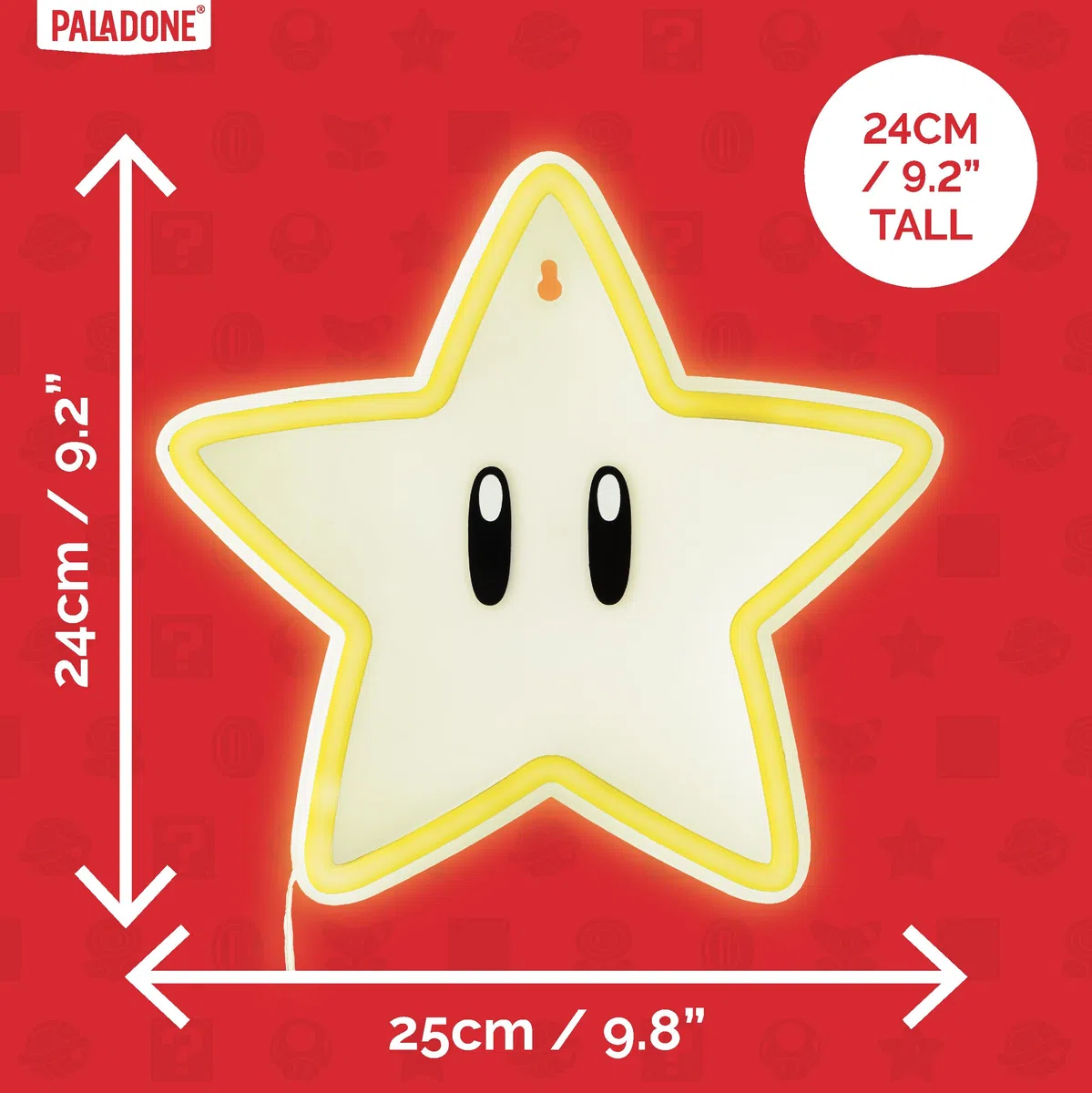 Super Mario Super Star LED Neon Wall Light, Licenza Ufficiale Lampada con Cavo di Alimentazione per Casa, Camera da letto, Living Space Decor, Regalo per Giocatori | Paladone