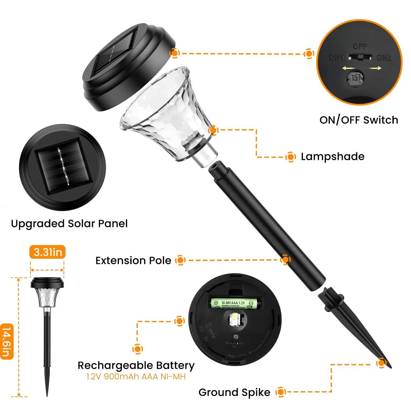 Luci da Esterno Giardino Solari 8 Pezzi, Lampade Solari da Giardino con Luce Calda e 7 Colori RGB, Illuminazione Luci Solare Esterno Impermeabile IP65 per Sentieri, Decorazione di Giardini