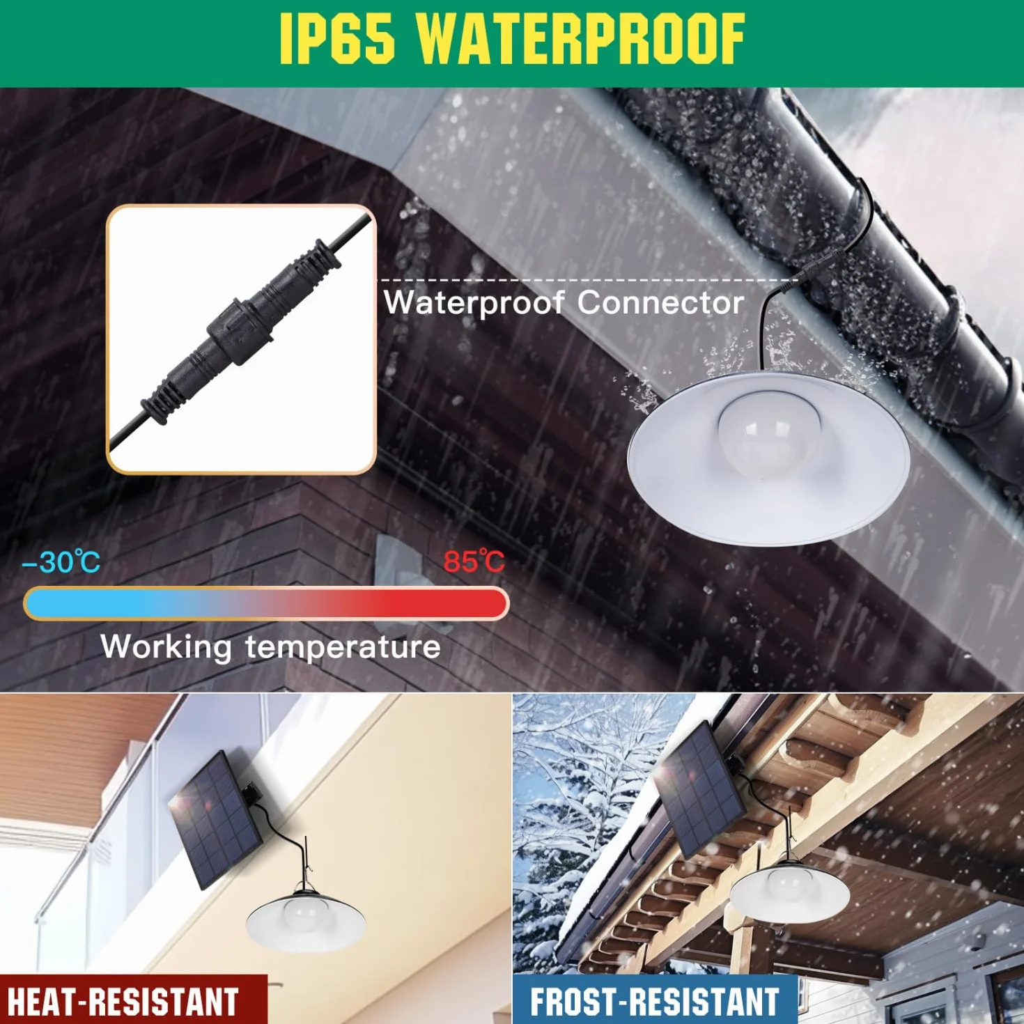 Aigostar-Lampada solare da esterno con telecomando，dimmerabile lampadario solar con timer，resistente alla pioggia IP65，Batteria di grande capacità， luce solari con cavo da 3 m