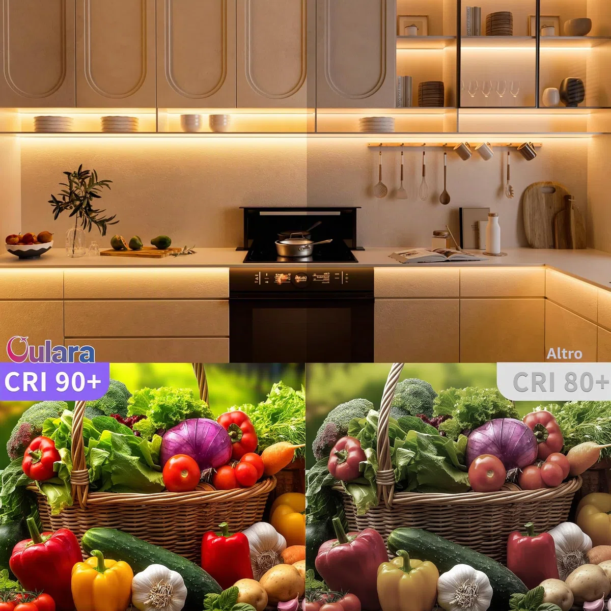 OULARA WIFI COB LED Striscia Blanco Caldo 2700K,6M Dimmabile set di luce a LED Nastro 24V,Lavori Intelligenti con Alexa/Google Assistant per l'illuminazione Armadio,Camera da letto,Cucina